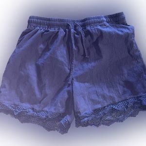Navy shorts with crochet trim-2X